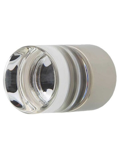 City Lights Cylinder Glass Cabinet Knob - 7/8 inch Diameter in Polished Nickel.